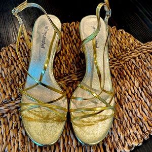Jeffrey Campbell gold macrame heels